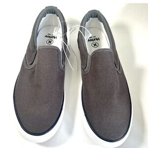 Hurley Men’s Gray Canvas Slip-On Sneakers